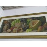 A.DUDLEY, signed watercolour "Still Life of Fruit and Basket", 24cm x 76cm