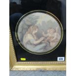 BARTOLOZZI, colour stipple engraving "Ceres" after Cipriani, in period frame, 18cm diameter