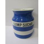 T.G.GREEN, Cornishware lidded storage jar "Lump Sugar", 16cm height