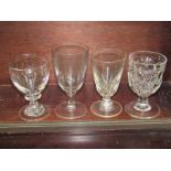 ANTIQUE GLASSWARE, Victorian ribbed bowl rummer and 3 other 19th Century glass goblets