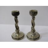 SILVER DRESSING TABLE CANDLE STICKS, writhen twist columns, Birmingham 1930, 10cm height