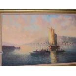 L. RITTER, "Sailing Boats on Italian Lake", 50cm x 89cm