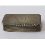 GEORGIAN SILVER RECTANGULAR SNUFF BOX, engine turned decoration with reeded sides, maker JW, 66