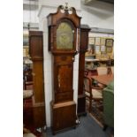 An 18th century oak and mahogany cased longcase clock with eight day movement, subsidiary strike