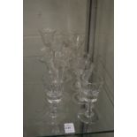 A small group of 19th century and later cordial glasses.