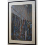 A. Southall, an untitled abstract composition in red and blue, lithograph, signed and dated '88.