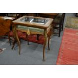 A good Victorian rosewood, marquetry and ormolu mounted vitrine table.