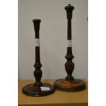 Two wooden lamp bases.