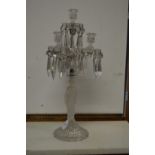 A frosted and cut glass figural candelabra.