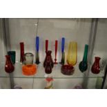 A good collection of Whitefriars and other studio glassware to include numerous vases and two bark