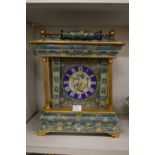 An unusual cloisonne enamel decorated mantle clock.