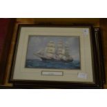 A set of four prints depicting sailing ships.