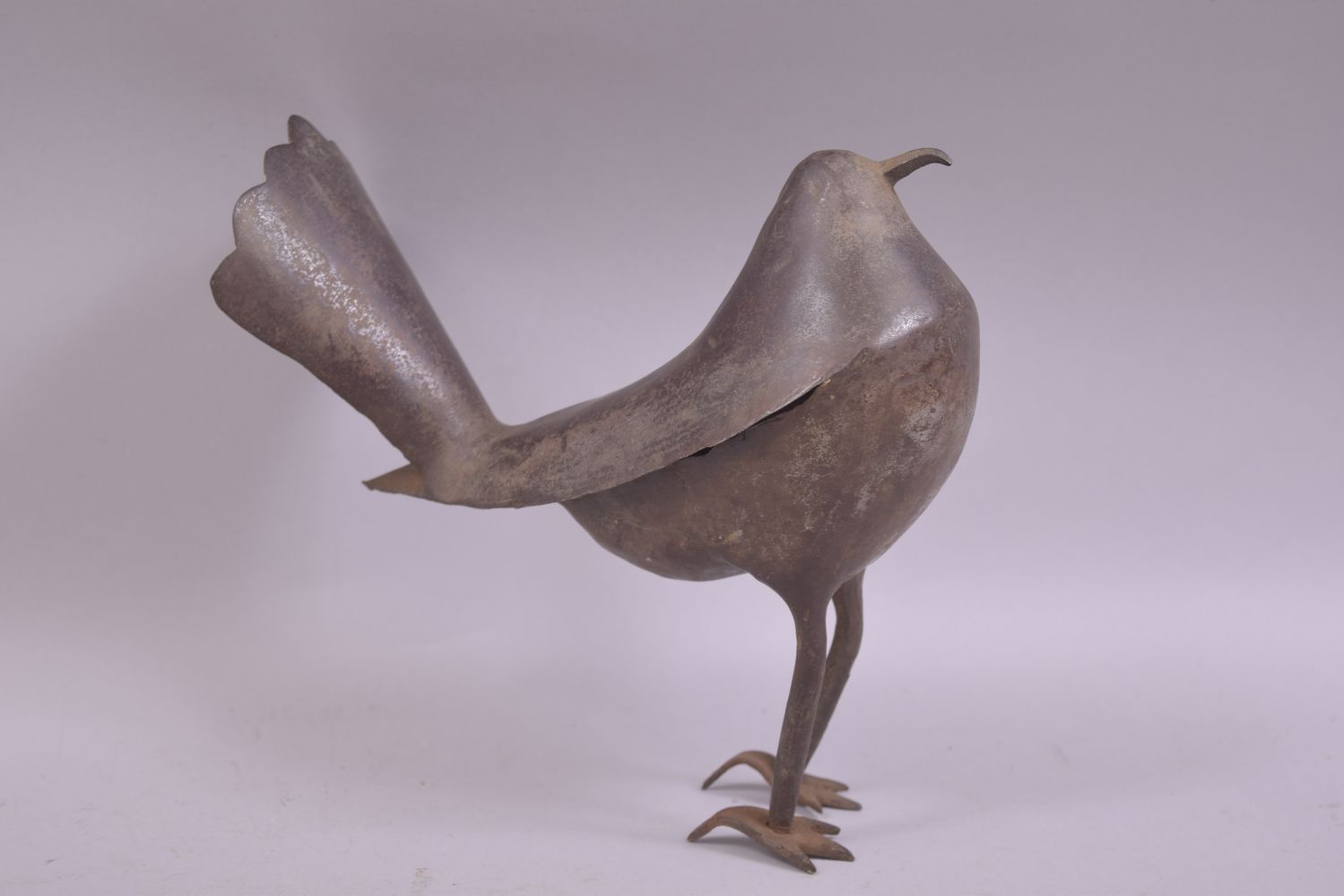 TWO 19TH CENTURY PERSIAN QAJAR STEEL MODELS OF BIRDS, each approx. 20cm long. - Image 6 of 9