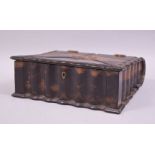 AN 18TH CENTURY CEYLONESE COROMANDEL WOODEN BIBLE BOX, with hinged lid and lock (lacking key), the
