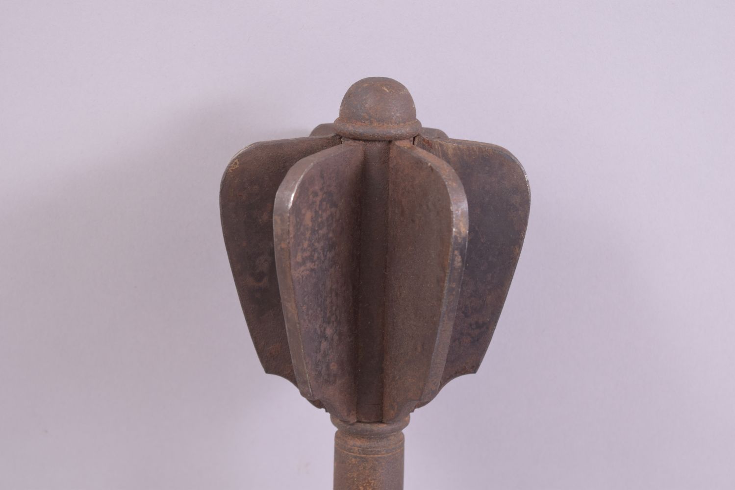 A VERY HEAVY OTTOMAN MACE, of typical form, the head comprised of six heavy sectional flanges, the - Image 2 of 7