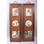 A GOOD PAIR OF 19TH CENTURY TRYPTIC PANELS, each containing a pair of rectangular and one circular