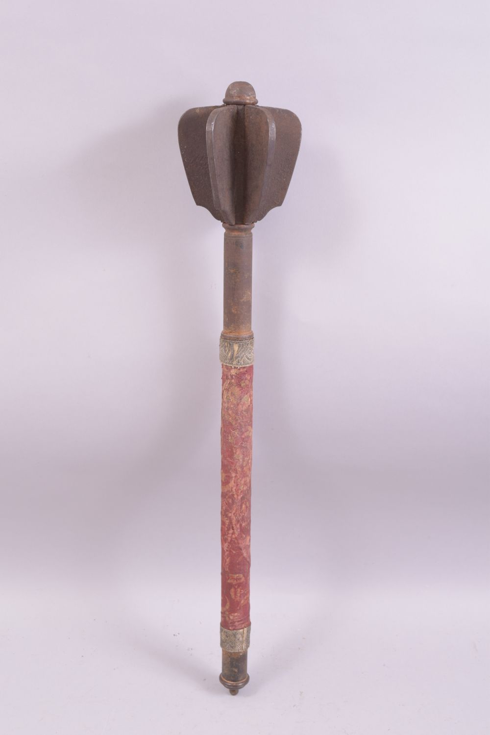 A VERY HEAVY OTTOMAN MACE, of typical form, the head comprised of six heavy sectional flanges, the - Image 4 of 7