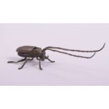 A JAPANESE BRONZE MODEL OF A BEETLE.