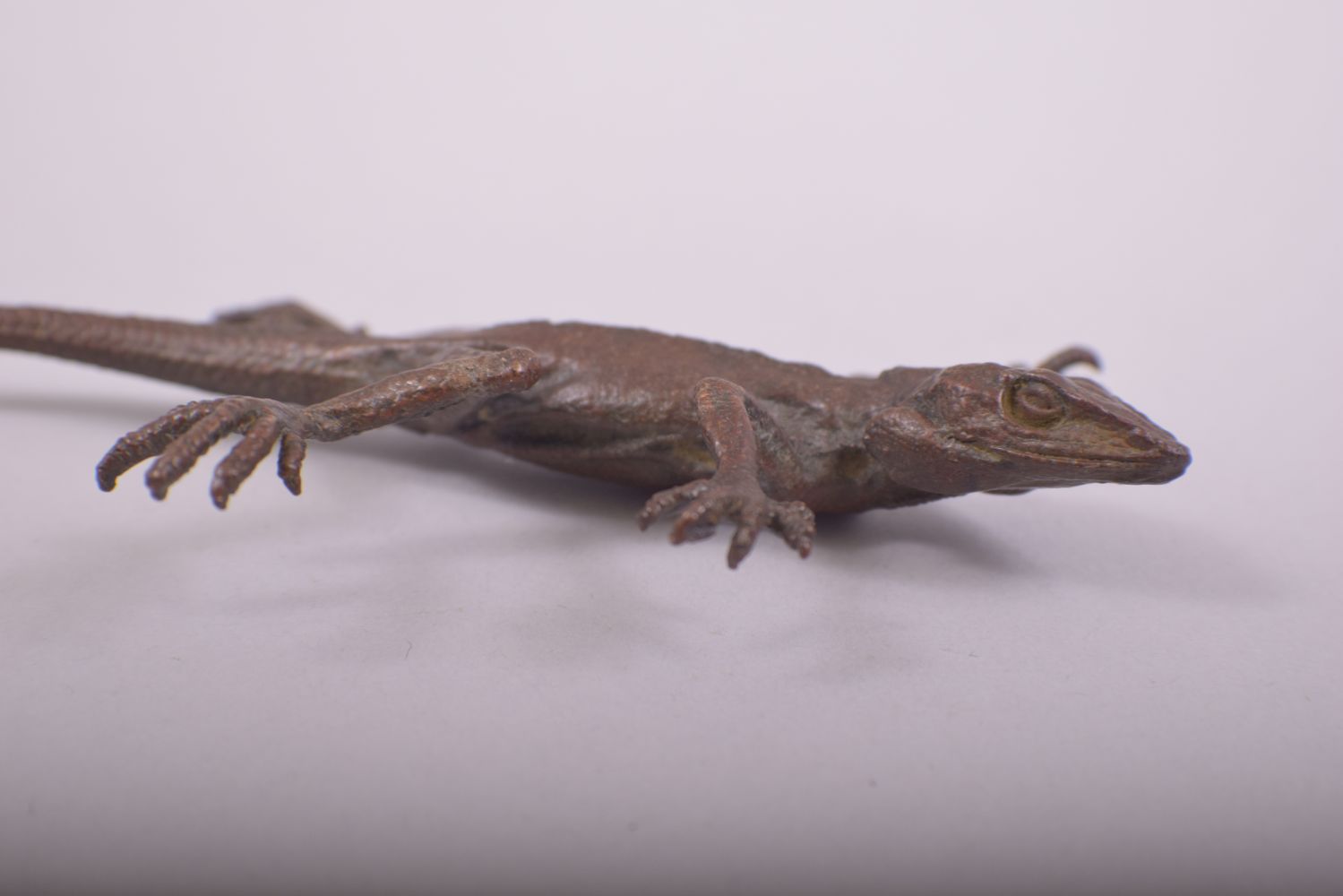 A JAPANESE BRONZE MODEL OF LIZARD, stamped underside, 16cm long. - Image 2 of 5