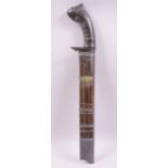 A INDONESIAN JAVA GOLOK SHORT SWORD / MACHETE, military issue, the wooden scabbard with metal