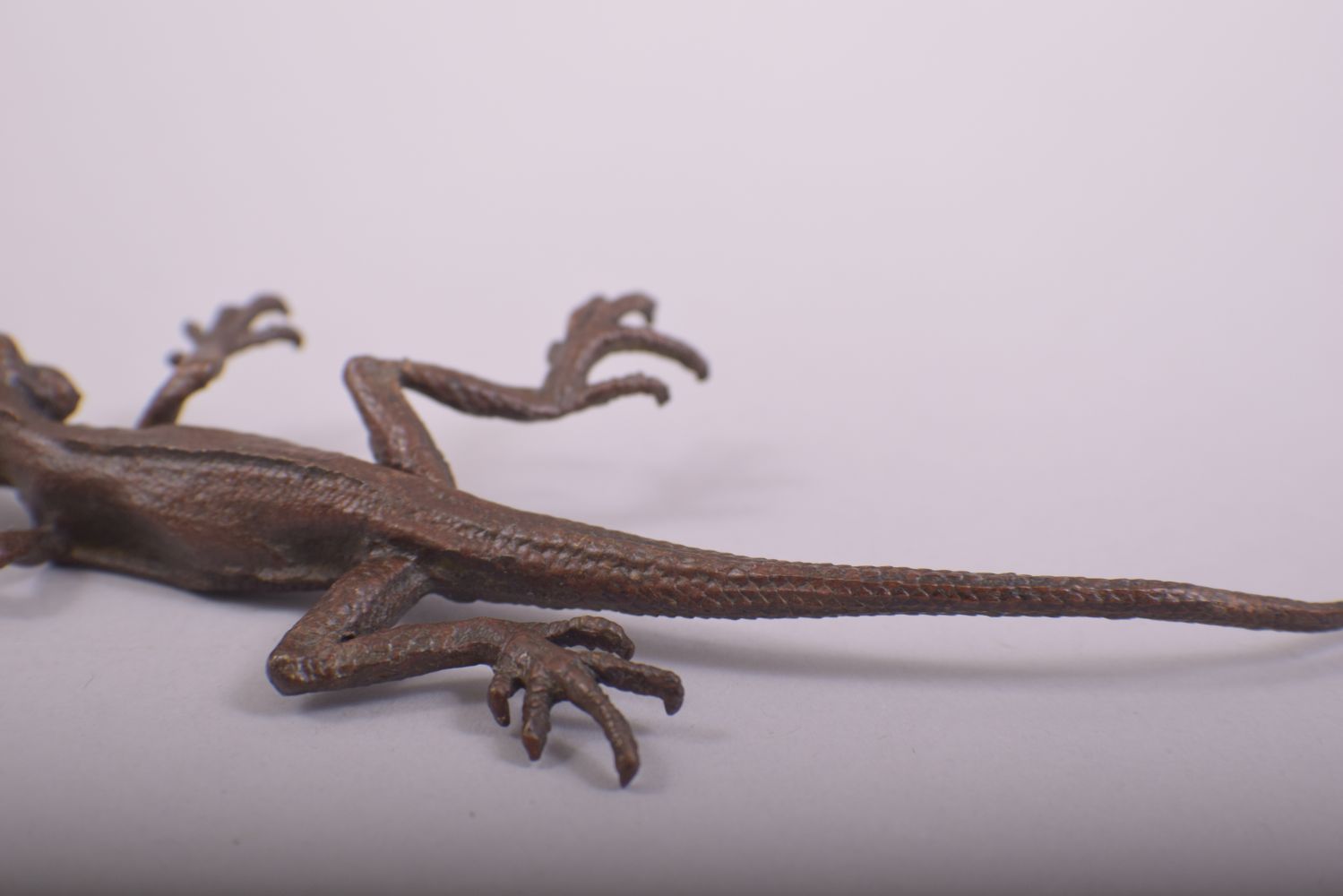 A JAPANESE BRONZE MODEL OF LIZARD, stamped underside, 16cm long. - Image 4 of 5