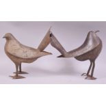 TWO 19TH CENTURY PERSIAN QAJAR STEEL MODELS OF BIRDS, each approx. 20cm long.