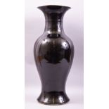 A LARGE CHINESE FAMILLE NOIR PORCELAIN VASE, 54cm high.