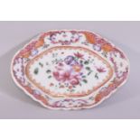 A SMALL CHINESE FAMILLE ROSE TRAY / DISH, painted with flowers and foliate design, 12.5cm x 9cm.