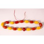 A SET OF CARVED BAKLITE BEAD NECKLACE - approx 60cm open.