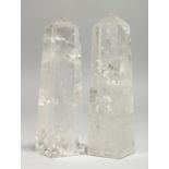 TWO CRYSTAL OBELISKS. 5ins.