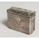 A DUTCH SILVER BOX with engraved top and reeded sides, circa 1800.