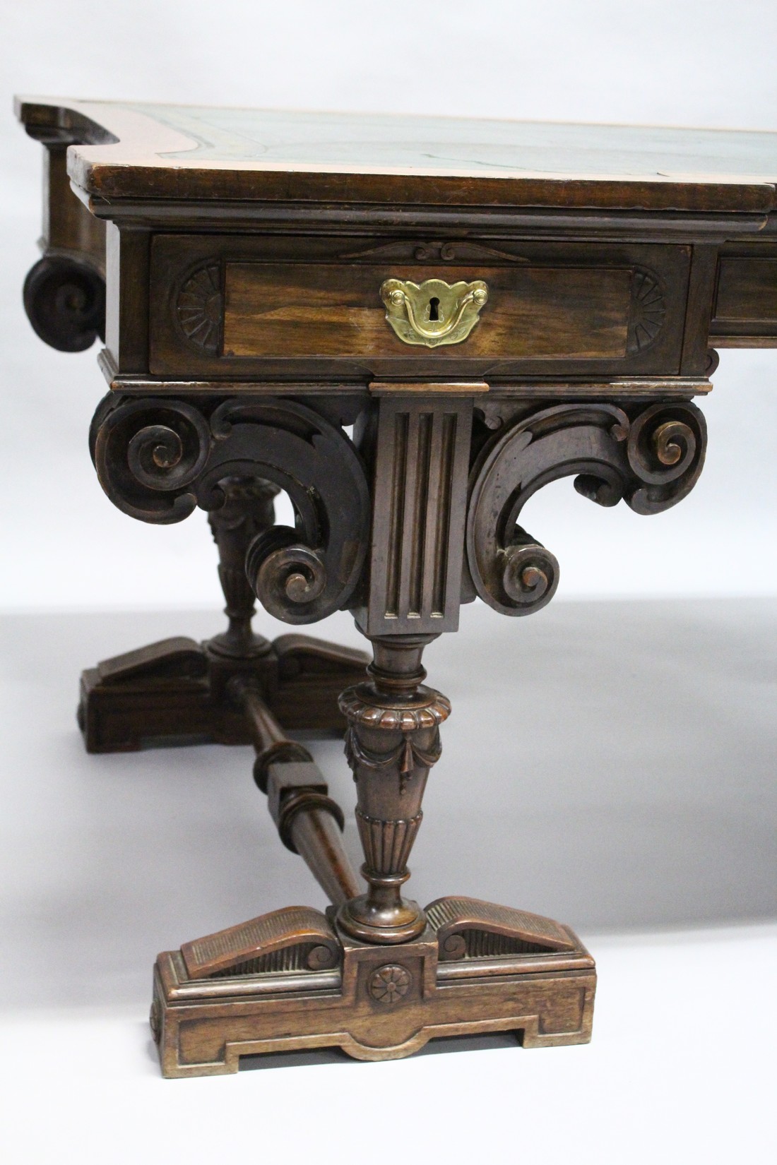 A VICTORIAN WALNUT DESK by MORANT, BOYD & BLANDFORD, 91 NEW BOND ST., the rectangular top of - Image 2 of 11