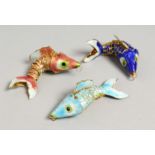 THREE ENAMEL FLEXIBLE FISH.