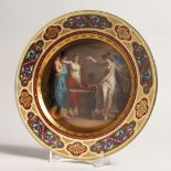 A VERY GOOD 19TH CENTURY VIENNA CIRCULAR PLATE with high quality painting and gilding, the centre