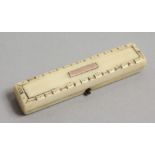 A GEORGIAN IVORY AND GOLD TOOTHPICK CASE. 2.25ins long.