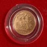 AN ELIZABETH II PROOF HALF SOVEREIGN, 1980 in a case.