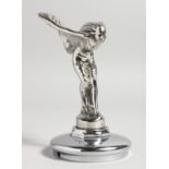 CHARLES SYKES. SPIRIT OF ECSTASY MASCOT DESIGN in 1911, silver plated mounted on the cap. 5.5ins