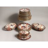 A GOOD ROYAL CROWN DERBY JAPAN PATTERN PART DINNER SET, comprising of; a pair of oval tureens and