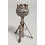 A VICTORIAN SILVER POSY HOLDER, London, 1865. 4.5ins long