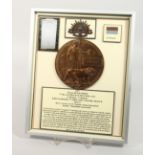 A FRAMED AND GLAZED WW1 BRONZE MEMORIAL DEATH PLAQUE or "Dead Man's Penny" 6517. Private Hugh