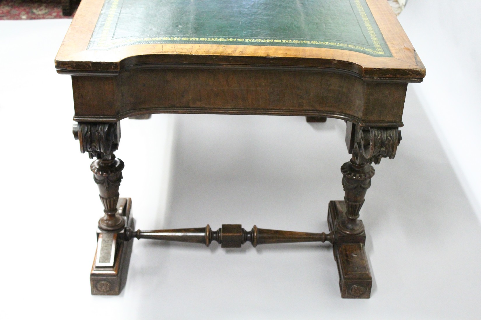 A VICTORIAN WALNUT DESK by MORANT, BOYD & BLANDFORD, 91 NEW BOND ST., the rectangular top of - Image 10 of 11