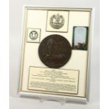 A FRAMED AND GLAZED WW1 BRONZE MEMORIAL DEATH PLAQUE or "Dead Man's Penny" S/10847. Private Thomas