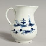 AN 18TH CENTURY WORCESTER SPARROW BEAK JUG, painted with the Cannonball pattern.