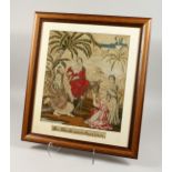 A FRAMED BRUSSELS NEEDLEWORK 'The flight into Egypt'. 17ins x 14.5ins.