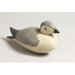 A PAINTED WOODEN BIRD. 9ins long.