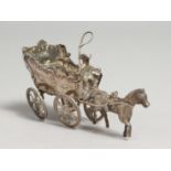 A CONTINENTAL SILVER HORSE AND CART. .925, 3.25ins long.