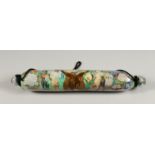 A GOOD VICORIAN GLASS ROLLING PIN, 16ins long.