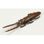 A JAPANESE BRONZE STAG BEETLE. 5ins long.