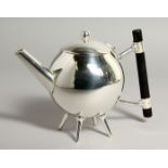 A CHRISTOPHER DRESSER CIRCULAR SPHERICAL TEA POT.