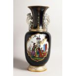 A LARGE 19TH CENTURY, POSSIBLY FRENCH, TWO HANDLED VASE with Chinese panels. 20ins high.